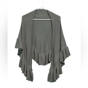 Elizabeth Gillett NYC Gray Ruffled Shawl Cotton Knit